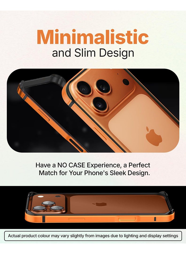 Theodor iPhone 17 Pro max Aluminum Frame Metal Bumper Frame Slim Hard Case Cover, Metal Frame Armor with Soft Inner Bumper, Raised Edge Protection for iPhone 17 pro max for 6.9", Cosmic Orange - Image 4